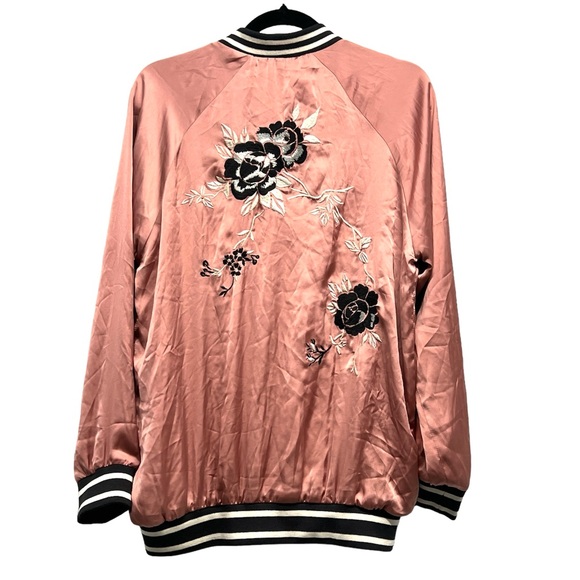 LIMITED Edition Pink Satin Embroidered Floral Billabong Jacket  Size Medium - Picture 3 of 15